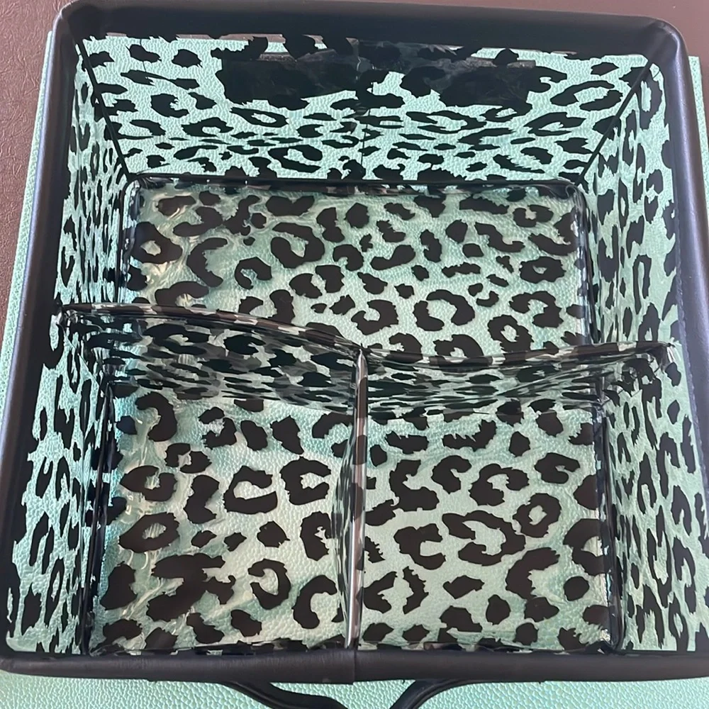 Clear with black animal print cosmetics tote
